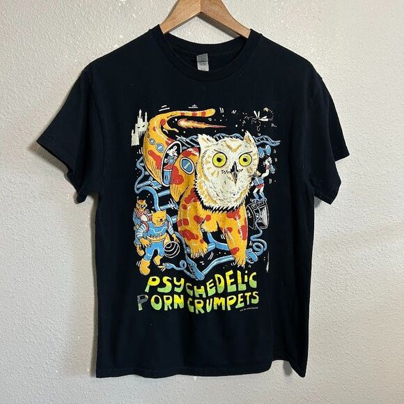 Psychedelic Porn Crumpets T Shirt Mens M Owl Cat Supergunz - Picture 2 of 6